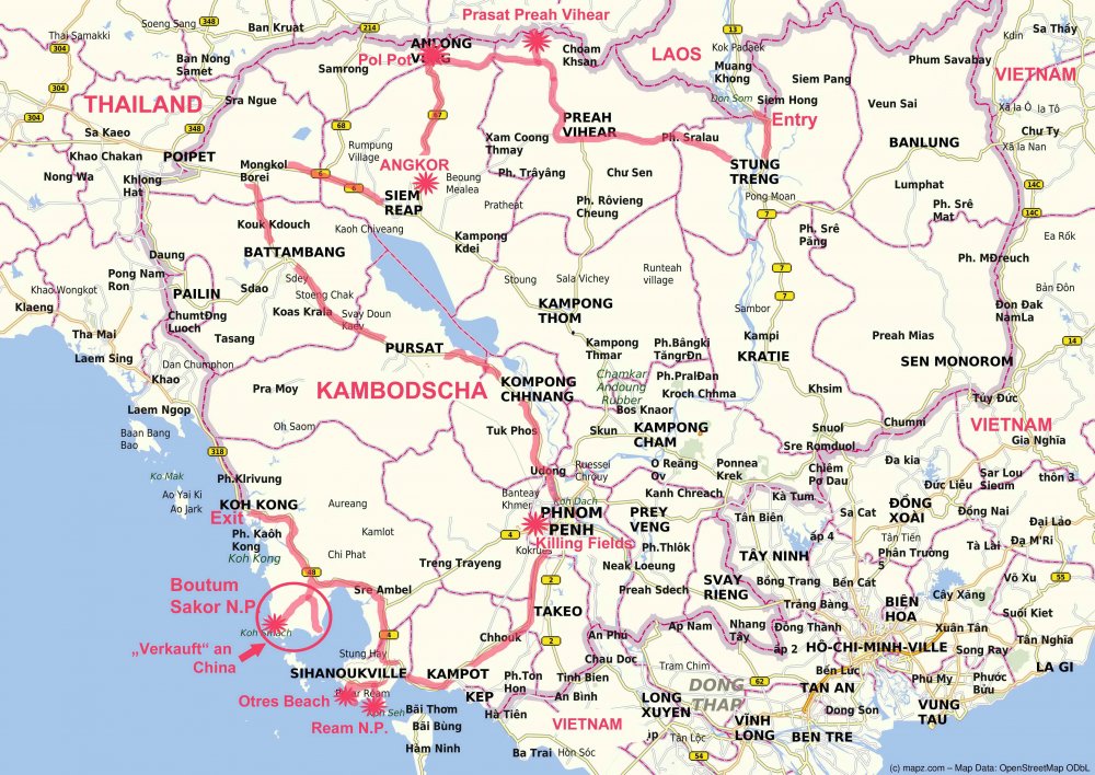 Reiseroute Kambodscha Reiseroute Kambodscha